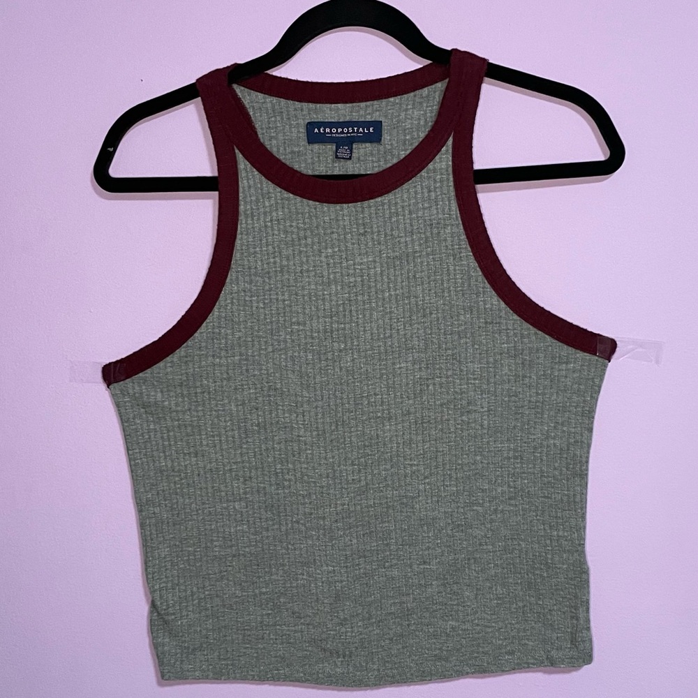 Grey Ribbed Knit Tank Top